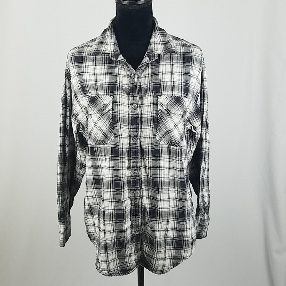 Vince women S plaid blouse long sleeve button down top cotton western cowgirl
